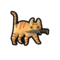 PVC tactische kat moreel patch met mes ontwerp, grappige cartoon klittenband badge voor rugzakken. - Oranje
