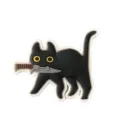 Schattige zwarte kat met mes PVC patch, grappige dierlijke morale badge en tasdecoratie. - Zwart