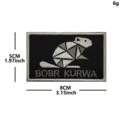 Geometric Beaver Embroidered Patch Tactical Morale Badge Hook and Fastener Badge 8x5cm - Beaver (Splice White and Gray) / Splice White and Gray