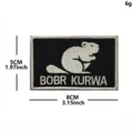 Bobr Kurwa beaver embroidered patch tactical hook and loop badge for backpack clothes - Beaver (White) / White