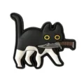 Leuke tactische PVC morale patch met zwarte kat die mes vasthoudt, perfect voor rugzakken. - Zwart-wit Gradiënt