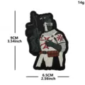Close-up detail view of the 3D PVC knight tactical morale patch with clear size measurements. - Templar Knight (Coffee and Carbine)
