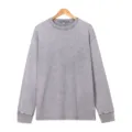 Vintage gewaschenes graues Langarmshirt, entspannte Passform Detailansicht, Stoff. - M / Oberteile / Grau