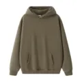 Sweat à capuche en molleton lourd kaki, haut streetwear ample décontracté automne hiver chaud couple. - Gris Chameau