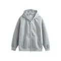 Grauer Kapuzenpullover mit Reißverschluss, schwerer Oversized Casual Streetwear Cardigan Mantel. - S / Oberteile / Gemischt Grau