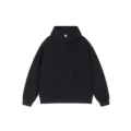Sudadera con capucha negra lisa con cordón ajustable y bolsillo tipo canguro para uso diario. - S / Negro