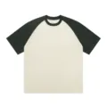 Farbblock Oversized Kurzarm T-Shirt mit Schulterüberschuss in Dunkelgrün und Weiß. - S / Apricot und Dunkelgrün