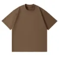 T-shirt a maniche corte oversize marrone da uomo, top casual comodo e ampio basic. - Caffè