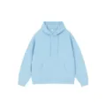 Light blue solid heavyweight hooded sweatshirt, casual loose fit pullover for autumn winter. - Sky Blue