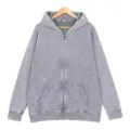 Vintage gewaschener grauer Kapuzenpullover mit Reißverschluss für Damen und Herren. - S / Oberteile / Waschgrau