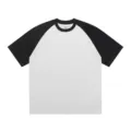 Men's contrast color raglan short sleeve t-shirt, casual loose fit oversize basic tee. - Gray And Black