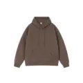 Heavyweight 400G solid color hoodie, loose fit pullover sweatshirt with pocket for men and women. - Coffee