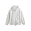 Men's casual heavy grey zip-up hoodie, loose fit hooded sweatshirt jacket with pockets. - Oatmeal Gray