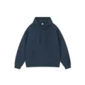 Dark blue solid color hooded sweatshirt, casual heavyweight fleece pullover hoodie. - Navy Blue