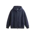 Navy blue zip-up hoodie for men and women, casual loose-fit cotton hooded sweatshirt. - Sapphire Blue