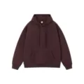 Solid color loose hooded pullover sweatshirt for autumn and winter, comfortable and stylish daily wear. - Dark Brown