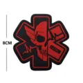 Taktischer medizinischer gestickter Aufnäher Rettung Totenkopf Moralabzeichen Rucksack Zubehör - RESCUE Medizinischer Totenkopf (Schwarz & Rot)