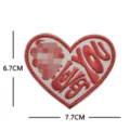 Heart shaped embroidered patch love you cloth badge apparel DIY accessory 6.7x7.7cm - White