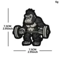 Gym gorilla embroidery patch, tactical backpack hook and loop badge, 7.5cm fabric applique. - Fitness Series (Gorilla with Barbell)