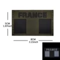 Parche táctico militar con texto de Francia, insignia de velcro reflectante infrarroja exterior. - Bandera Francesa (Verde Militar)