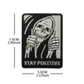Embroidered grim reaper skeleton morale patch for tactical backpack hook loop badge. - Stay Positive (Black and White Skull) / Black