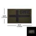 Parche moral táctico de color verde militar con cruz y texto SWE, con cierre velcro. - Bandera Sueca (Verde Militar)