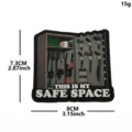 PVC tactical morale patch with gun safe design and hook and loop fastener for outdoor backpacks. - Safe Space / Grey-brown
