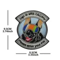 Military dog embroidered patch with CAC PIV login design, tactical morale badge for bags. - Military Dog with Eyepatch (V01914-2) / Light Blue