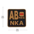 PVC tactical blood type morale patch AB NEG NKA medical military backpack hook loop badge - Square NKA Blood Type AB- / Khaki