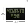 Tactical PVC morale patch with Memento Mori skull design, size 8x5cm tactical backpack badge. - Black Green