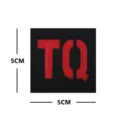 Detailed view of the square tactical patch with red reflective TQ letters and 5cm size. - Black with Red Letters