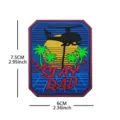 Outdoor PVC morale patch featuring a retro palm tree sunset helicopter design for tactical gear. - Plane Blue