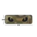 Parche táctico de ojos de gato con patrón de camuflaje y velcro para mochila militar. - Ojo de Gato Reflectante / CP Negro Reflectante