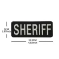 Parche bordado de Sheriff insignia chaleco táctico fondo negro letras 12,5x5cm - SHERIFF (Mediano) / 13x5.2cm / Negro y Blanco