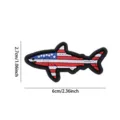 US Flag Shark PVC Rubber Tactical Morale Patch Hook and Loop Military Badge 6cm - Shark US Flag (Red & Black)