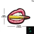 Parche táctico de PVC insignia moral diseño de labios y bala luminoso para mochila - Labios Rojos Bala (Rojo Melocotón)