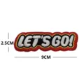 Embroidered slogan hook and loop patch LET'S GO, black background with red yellow border 9cm - LET'S GO! Embroidered Style / Black Background Red Yellow Border