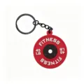 Llavero de goma suave PVC colgante disco de barra de fitness rojo negro anillo metal - Disco de pesas rojo