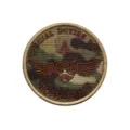 Military tactical morale patch with MC camouflage, featuring embroidered winged tiger and text. - Flying Tigers (Team A CP Brown)