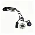 Llavero de fitness de PVC con mini shaker, disco de barra y colgante kettlebell. - Kettlebell y Botella Negro