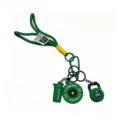 Llavero de fitness de goma blanda PVC con pesa rusa, disco de barra y agitador. - Kettlebell y Botella Verde