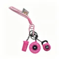 Llavero de fitness de goma suave PVC mancuerna pesa rusa botella coctelera bolsa - Kettlebell y Botella Rosa