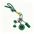 Llavero de Fitness Verde de Goma Suave PVC Mancuerna Shaker Colgante de Mochila - Barra y Botella Verde