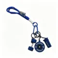 Llavero de fitness de PVC azul con colgantes de mancuerna y disco para bolsas de gimnasio. - Barra y Botella Azul