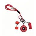 Llavero de fitness de PVC colgante mochila mancuerna disco de barra botella mezcladora - Barra y Botella Rojo