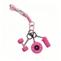 Llavero de fitness de goma PVC con disco de barra y colgante shaker para mochila - Barra y Botella Rosa