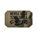 Detailed view of the tactical morale patch featuring camo pattern, skull graphic and slogan. - Skull Luminous Reflective Patch (CP Black)