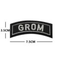 Black curved GROM embroidered patch tactical hook and loop badge 7.5x3.5cm for apparel. - GROM Curved Patch / Black and White
