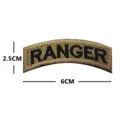 Embroidered tactical patch with RANGER lettering, curved hook and loop badge, 6x2.5cm size. - RANGER Curved Patch / Tan