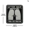 Tactical embroidered morale patch, funny black humor design with hook and loop backing. - AFTER WAR Destination / Black and White